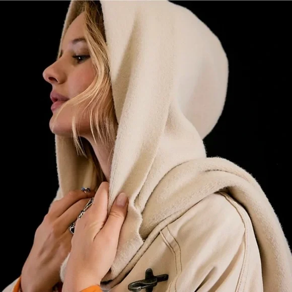 Free People All For You Hooded Wrap Scarf in Mushroom - Picture 6 of 10